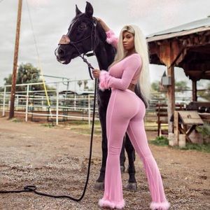 2 piece pink mesh set